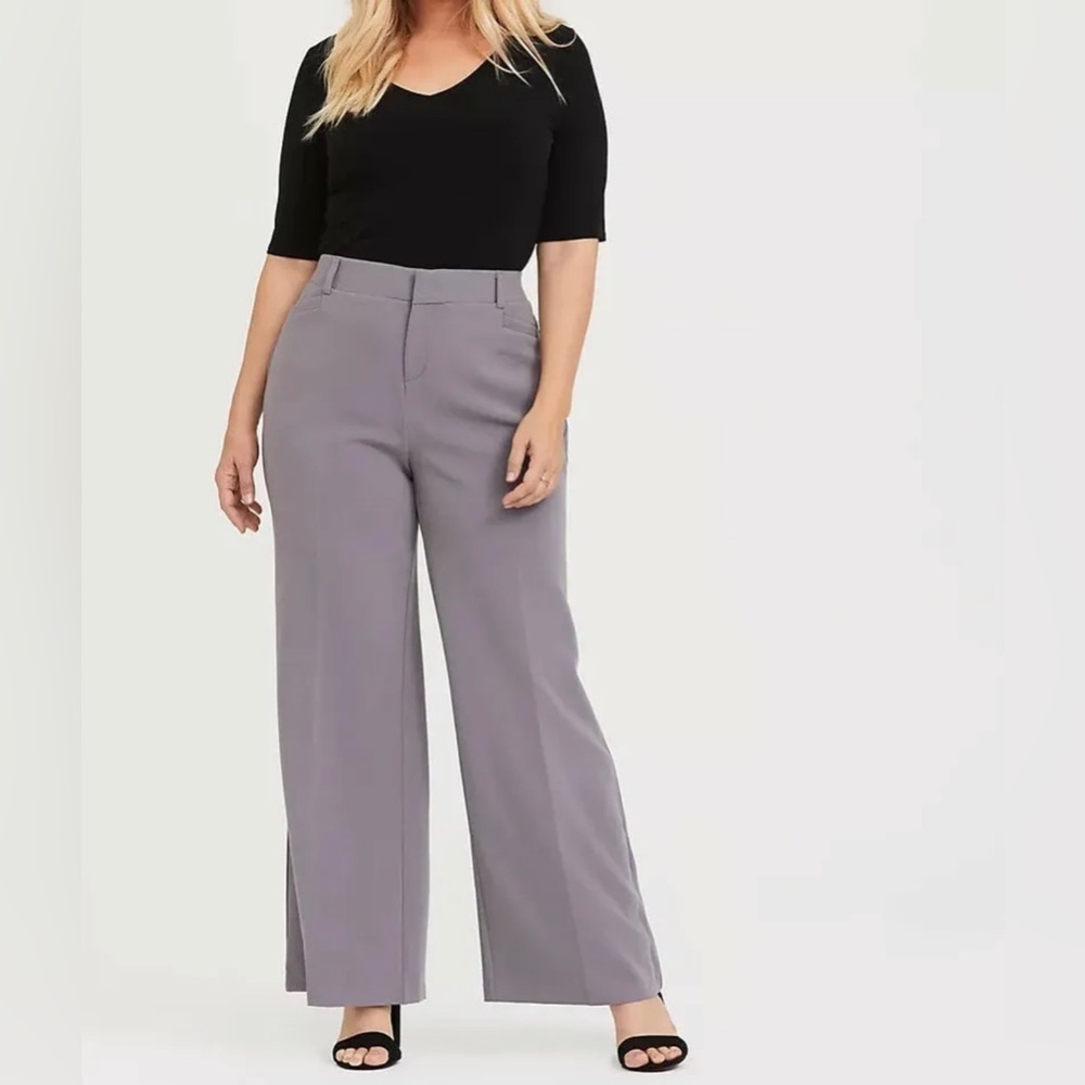Torrid Womens Size 10 Structured Wide Leg Pant Front Pleats Slate Grey NEW